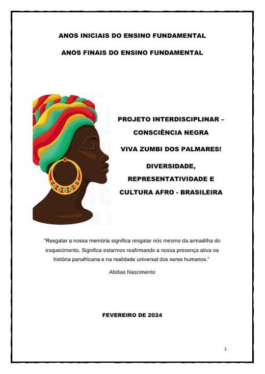 Capa do material nº 059: Fund. I e II – Projeto Interdisciplinar Consciência Negra