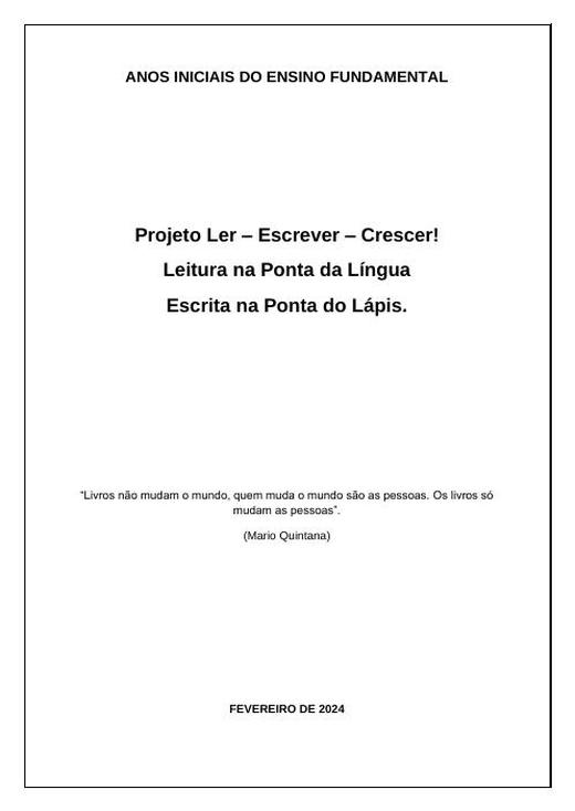 Capa do material nº 063: Fund. I – Projeto de Leitura Anual